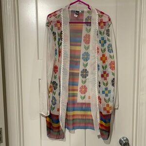 Made in Mexico Colorful Floral Sheer Kimono